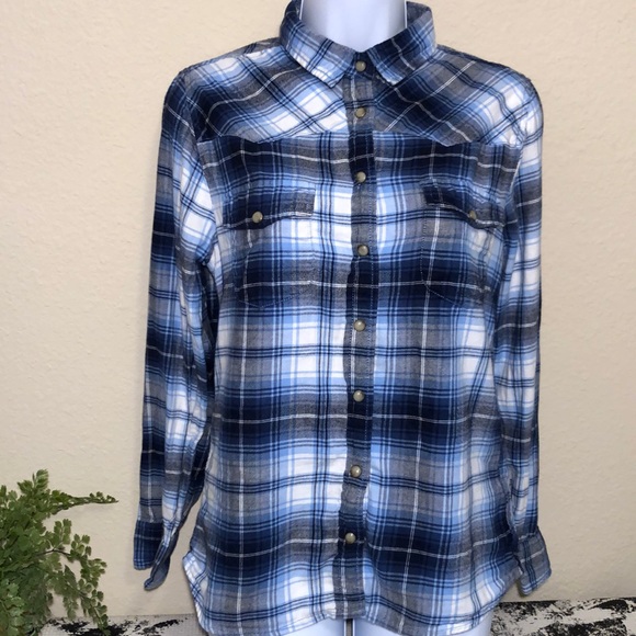 JACHS Girlfriend Tops - Jach’s Girlfriend women’s blue Button Down Shirt